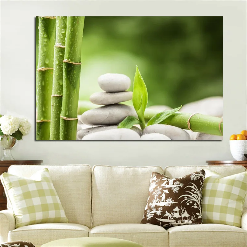 

Spa Stone Green Bamboo Painting on Canvas Prints and Posters Modern Pop Giclee Art Wall Picture Home Decoration For Living Room