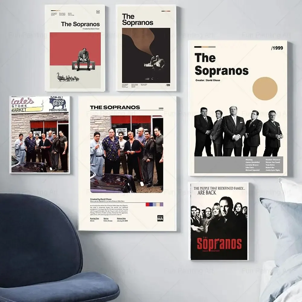 Klasyczny plakat na płótnie „Sopranos” seria telewizyjna motyw rodzinne wydruki Wall Art do salonu Home Decor bez ramki