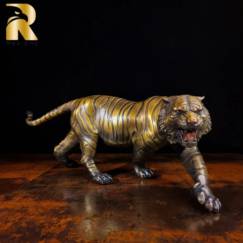 

Bronze Tiger Statue Antique Bronze Tiger Sculpture Bronze Casting Beast Animal Crafts For Home Indoor Decor Ornaments