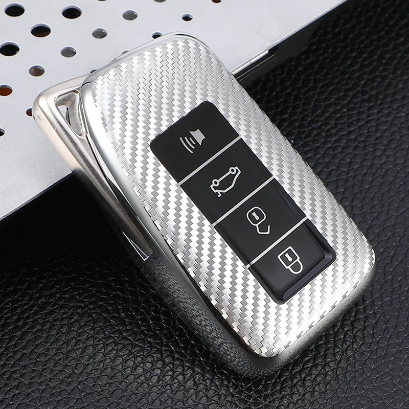Carbon Fiber TPU Car Key Cover Case Holder Keychain for Lexus NX 200 NX300H RX 350 450H ES 350 ES 300h 4 Button Key Accessories