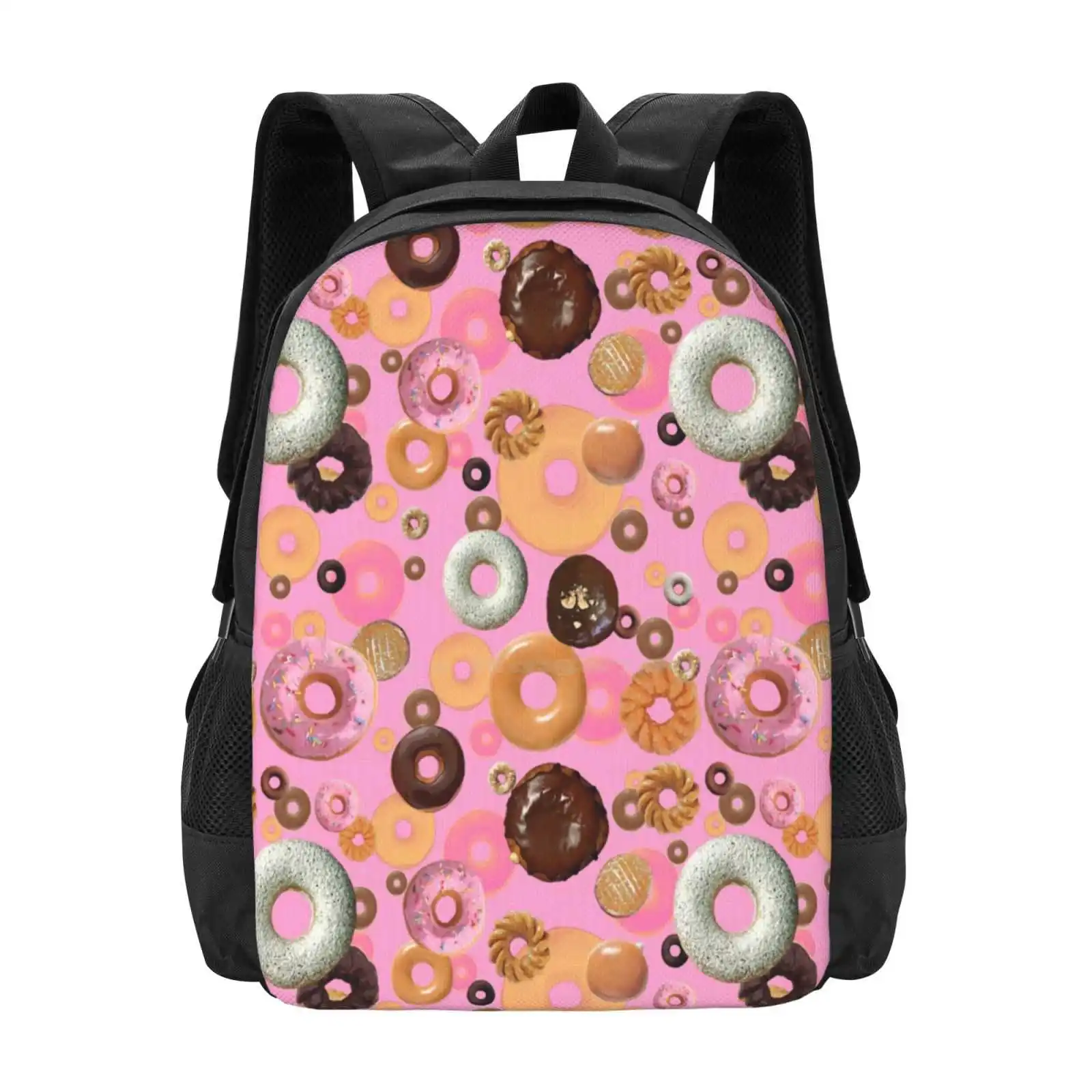

Homer! Hot Sale Backpack Fashion Bags Donuts Pastry Sweets Round Pink Chocolate Foodies Edible Delicious Yum Bright Funny Silly