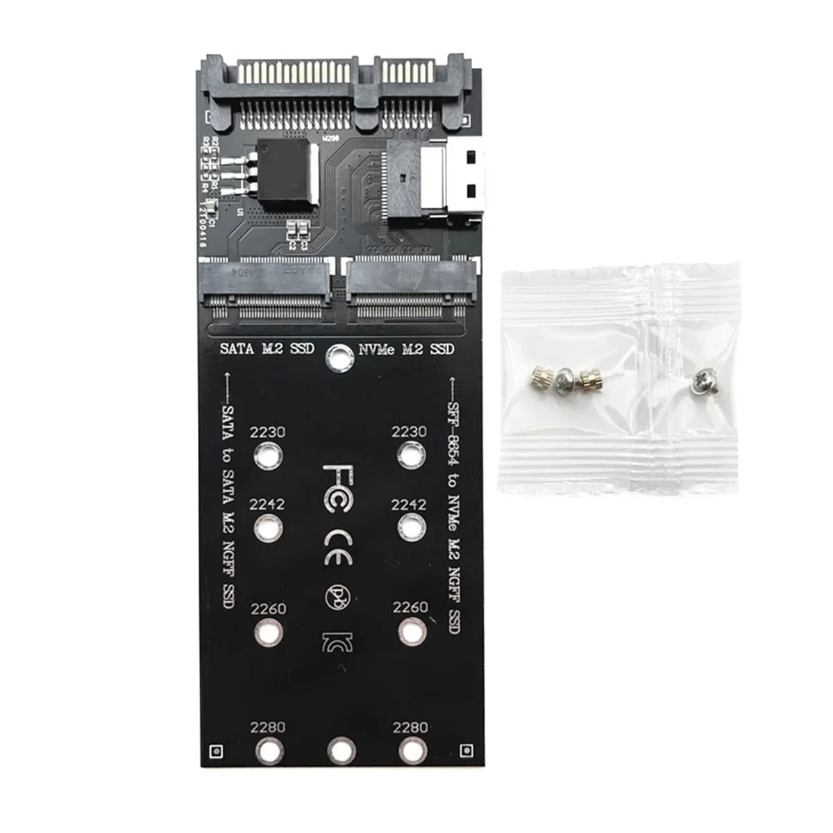 Фото T35C M2 SSD-адаптер M.2 SATA Ngff SSD в SATA + M2 NVME SSD в SFF-8654 Преобразователь карты расширения SATA в M2 №1