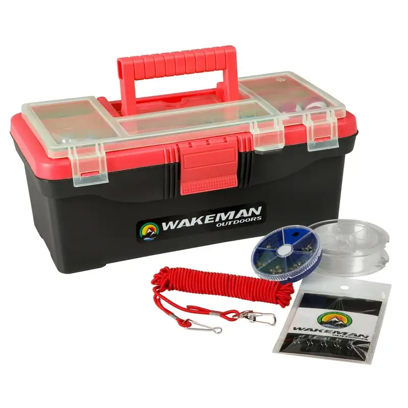 

Box and Fishing Accessories - 55-Piece Fishing Gear Kit - Includes Sinkers, Hooks, and Fishing Line by Outdoors