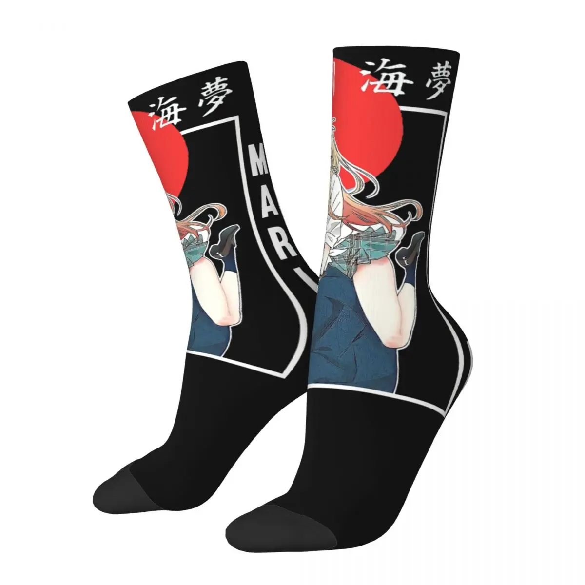 

Happy Men's Compression Socks Marin Kitagawa Friends Retro Harajuku My Dress-Up Darling Gojo Wakana Anime Pattern Crew Sock