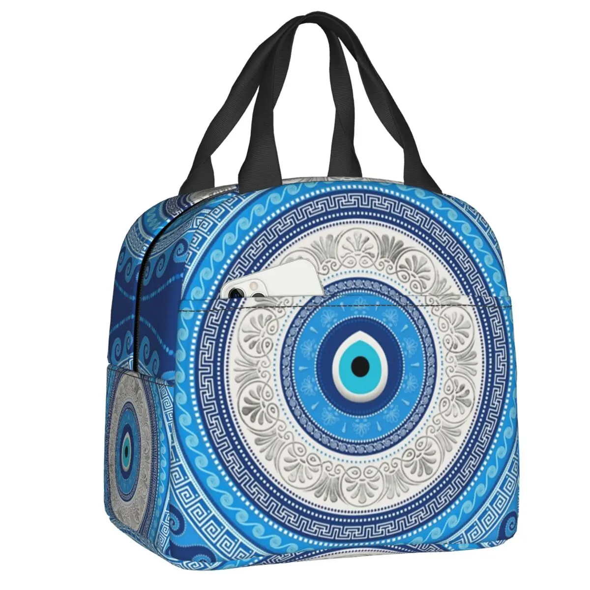 

Greek Mati Mataki Resuable Lunch Boxes Leakproof Matiasma Evil Eye Ornament Thermal Cooler Food Insulated Lunch Bag Office Work