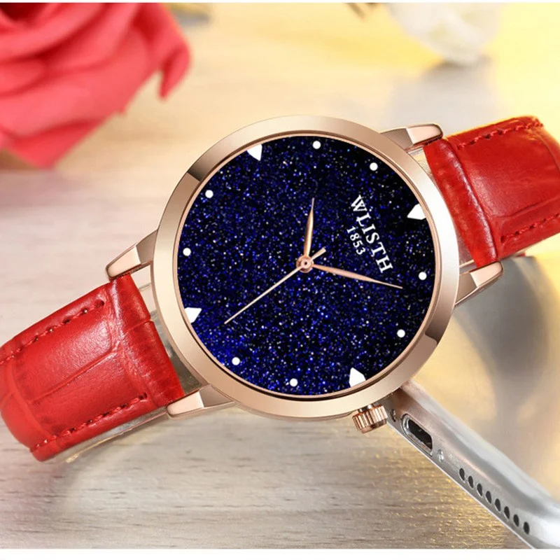 

Корейские женские часы Стильные водонепроницаемые часы Звездное небо женские часы кварцевые студенческие часы