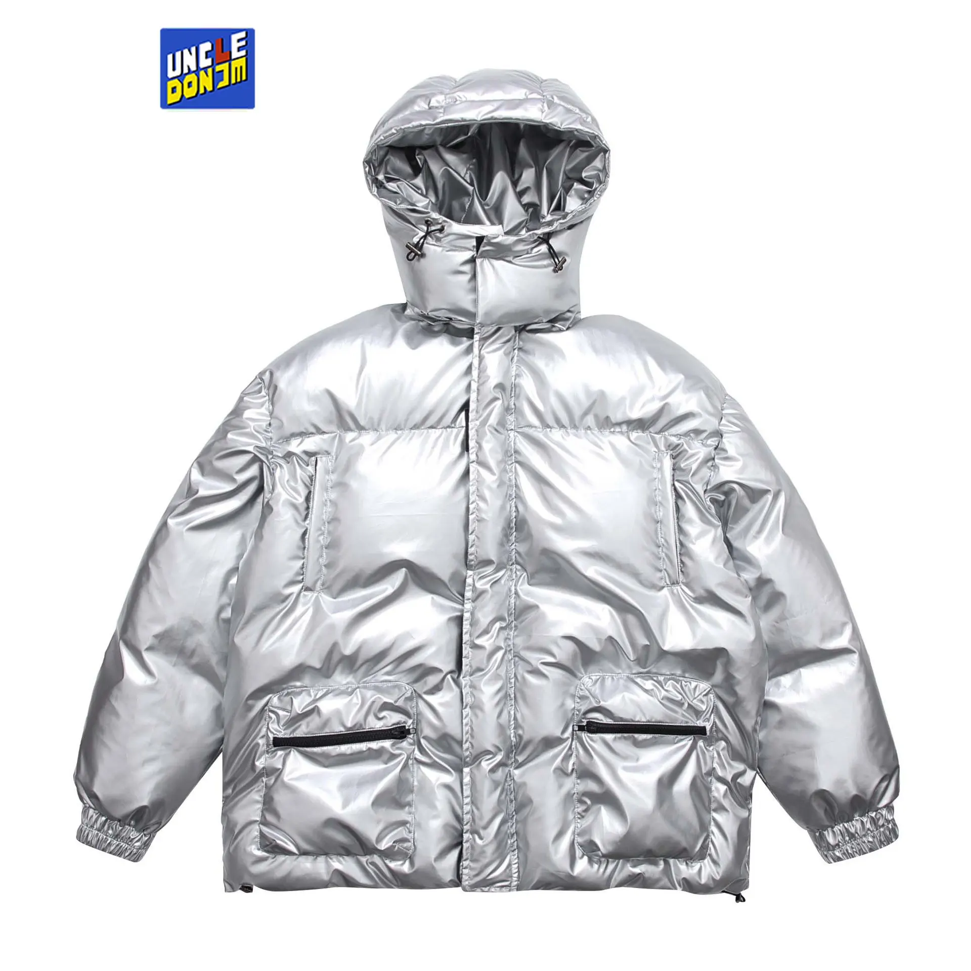

Sliver Parka hip hop Hooded Jacket Men Winter 2022 Loose Cotton Padded Couples Dress Coat Thicken Warm Outerwear Puffer Jacket