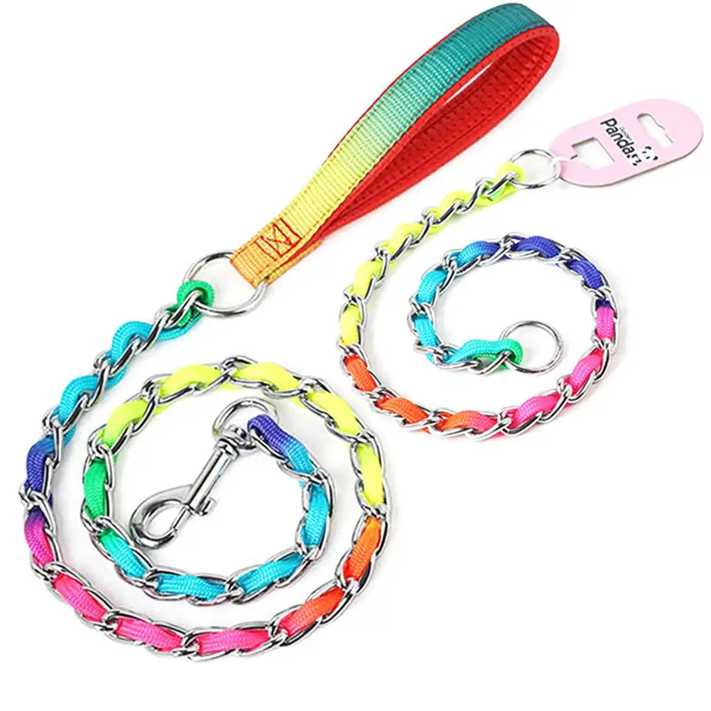 

Pet Dog Rainbow Collar Lead Set Highly Reflective Colorful Training Pet Leash Kit For Small Medium Large Dogs