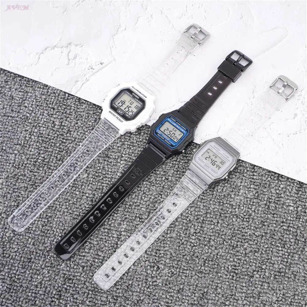 Ремешок из ТПУ для Casio F-91W/F84/F105/108/A158/168 AE-1200/1300 прозрачный силиконовый ремешок на