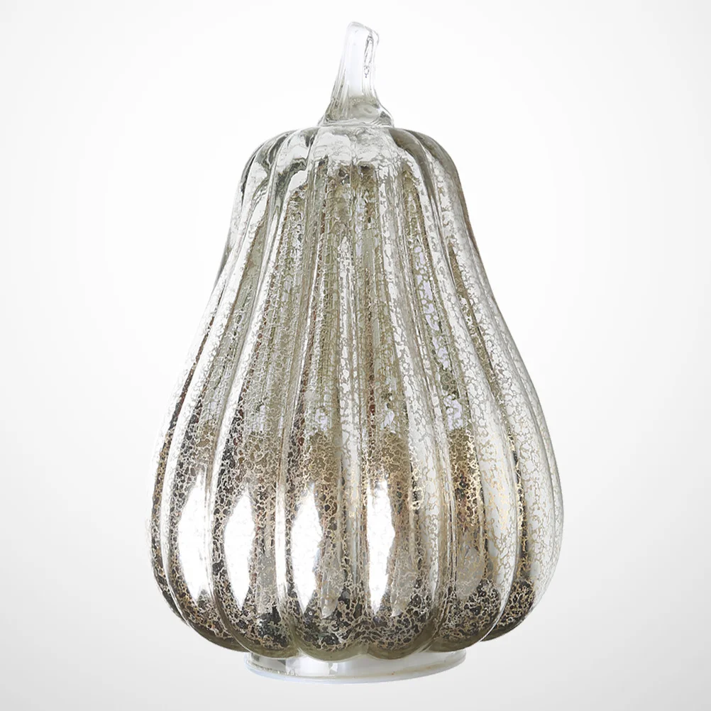 

Стеклянная светящаяся тыква, светодиодсветодиодный декоративная лампа, товары для вечерние на осень, День благодарения, серебро