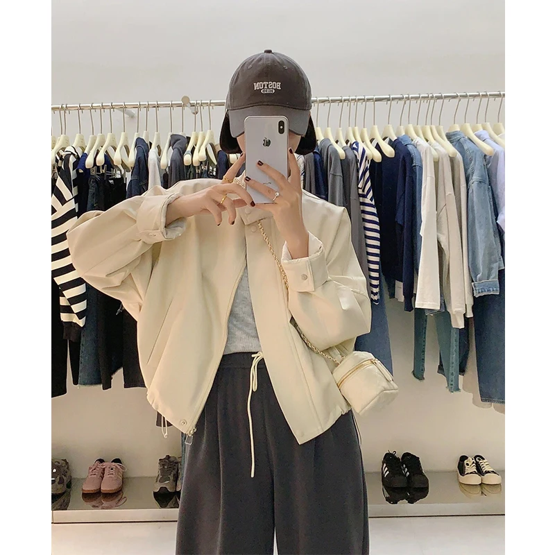 Muars Paris Fancy Hong Kong Sle Short Leather Coat Female Early Autumn Versatile Fashion Small Man Motorcycle Jacket