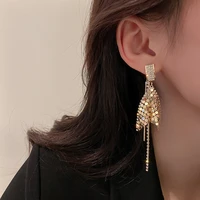 the new hip hop punk fishtail sequins earrings woman 2022 exaggerated sense of senior temperament womens earrings accessories