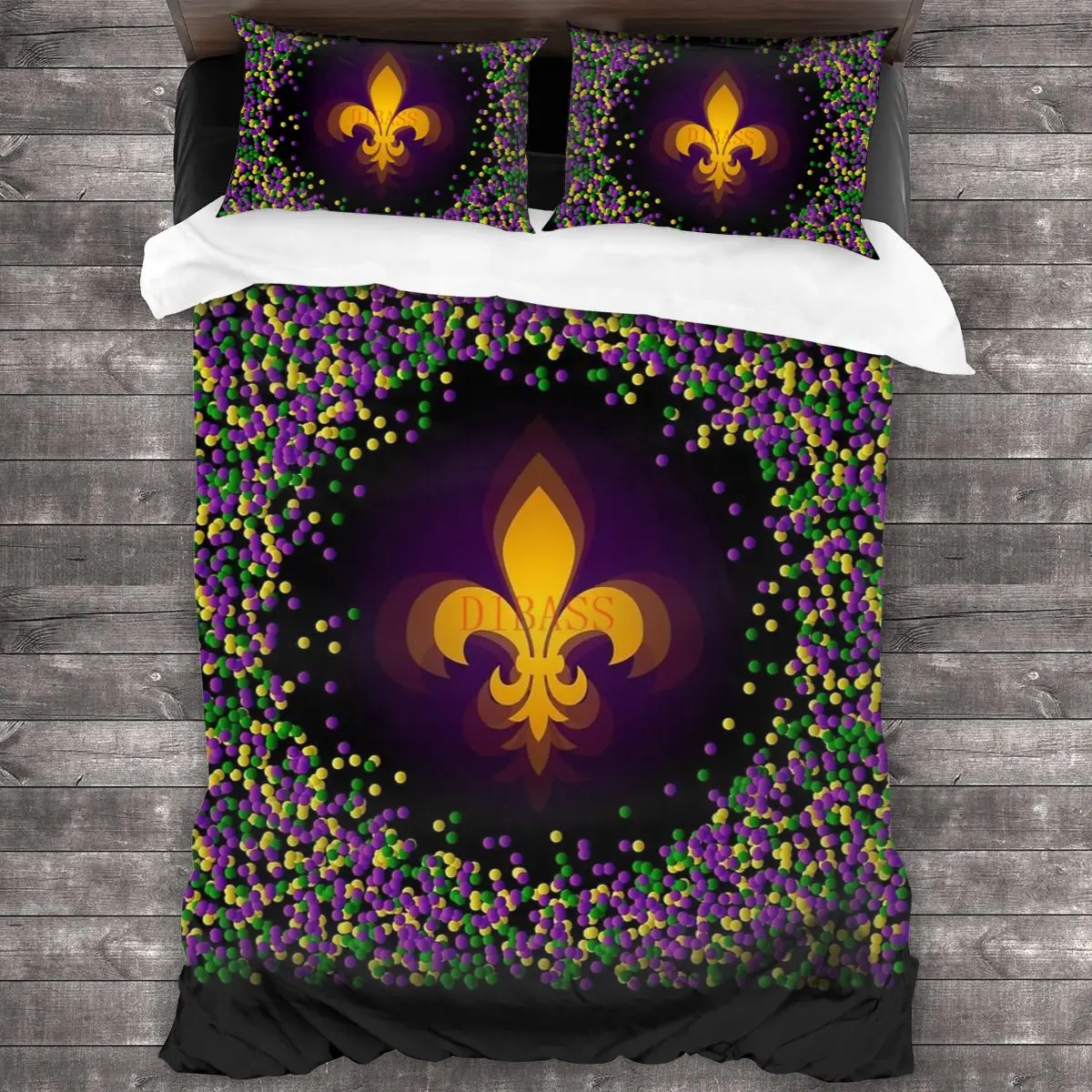

Mardi Gras Soft Microfiber Comforter Set with 2 Pillowcase, Quilt Cover With Zipper Closure King Size Comforter Cover
