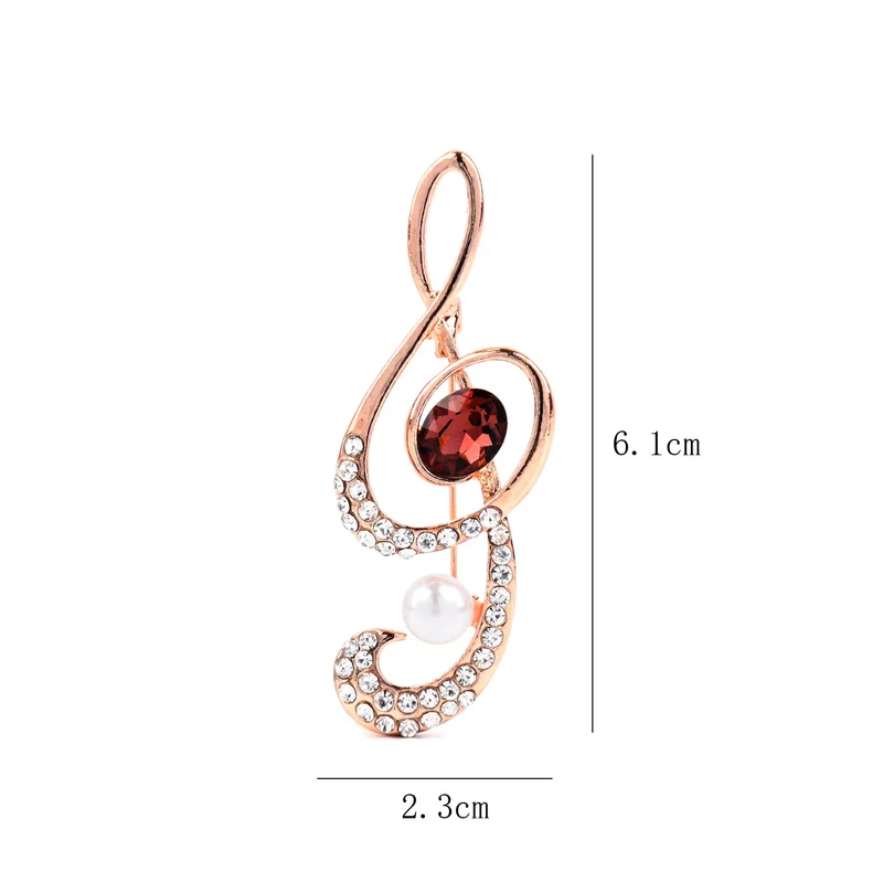 Женская брошь со стразами и музыкальной нотой искусственный жемчуг с