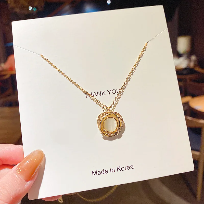 Creative Opal Planet Universe Necklace Temperament Gold Chain Women Necklace Fashion Titanium Steel Necklace 2022 Korean Jewelry