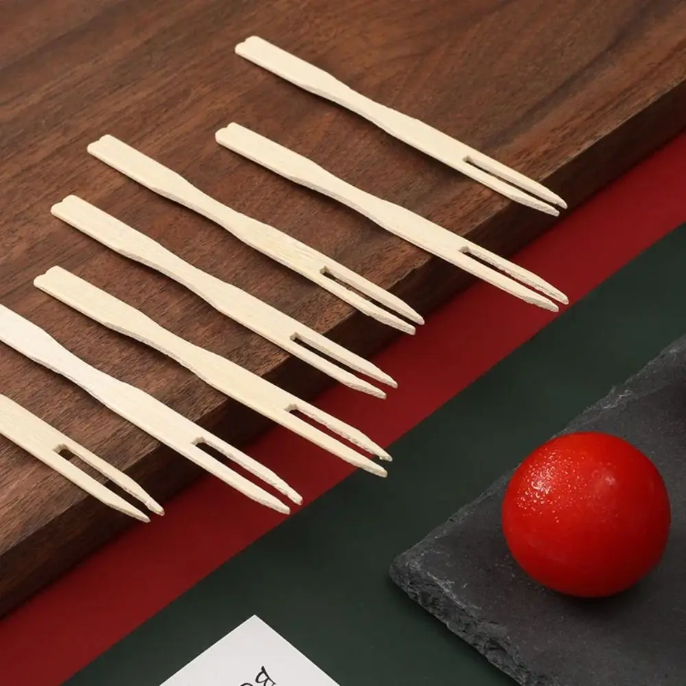 80 шт. одноразовая деревянная вилка для фруктов десертный коктейльный набор