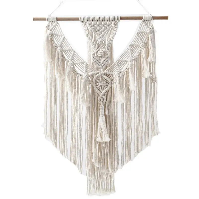 

Boho Style Macrame Wall Hanging Tapestry Cotton Rope Tassel Hand Woven Bohemian Tapestry Geometric Art Living Room Home Decor