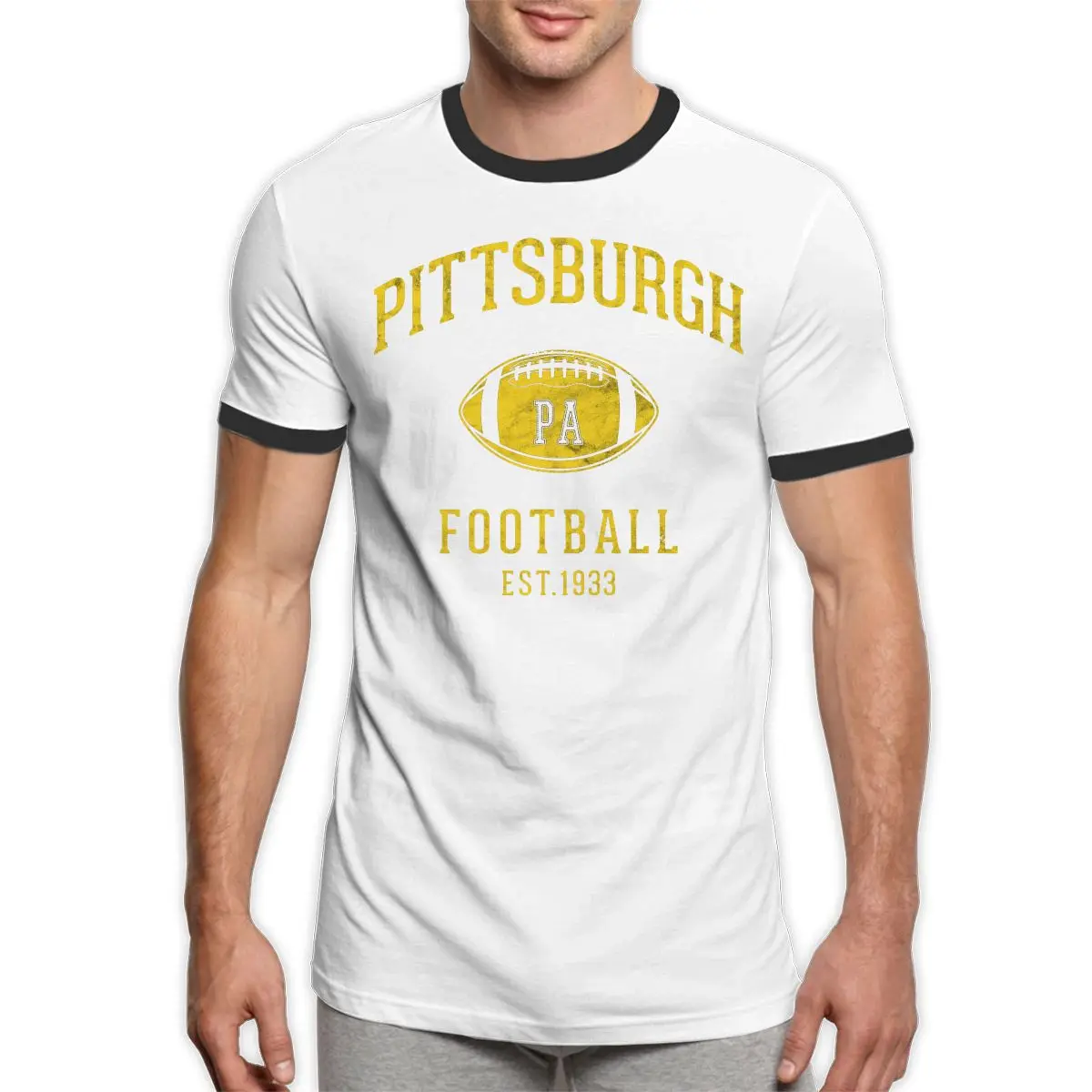 Винтажная питтсбургская футболка для мужчин классические контрастные футболки