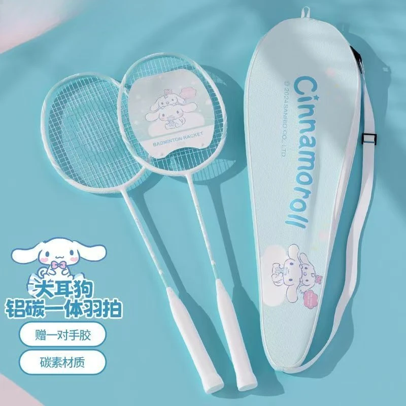 Фото Sanrio My Melody Kuromi Cinnamoroll мультфильм детская двойная ракетка для бадминтона креативная милая аниме периферийные устройства карбоновая ракетка для бадминтона №3