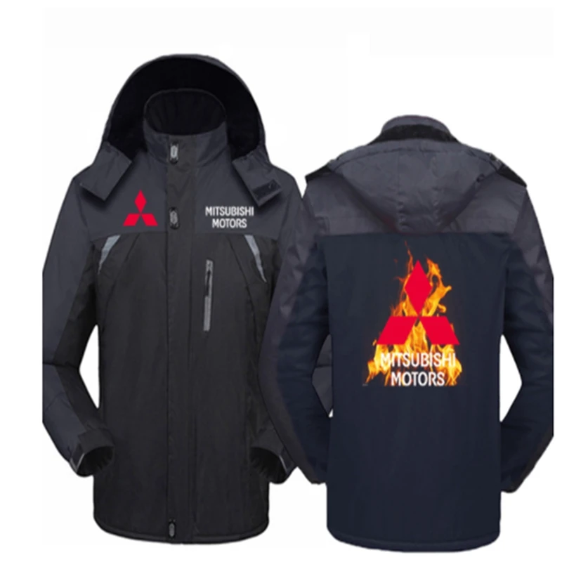 

Winter Jacket Men Mitsubishi MotorsThick Velvet Warm Coat Male Windproof Hooded Jackets Outwear Casual Mountaineering Overcoat