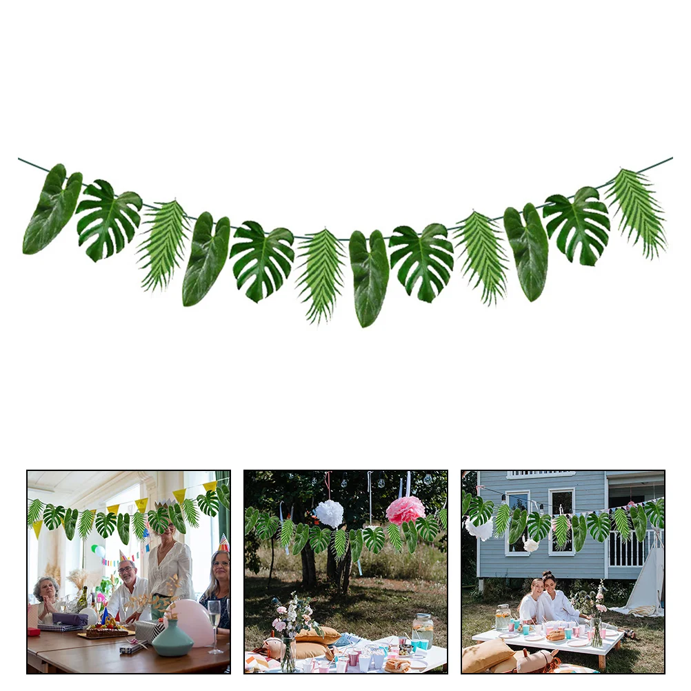 

Festival Green Banner Hanging Pulling Flag Hawaiian Party Decorative Supply
