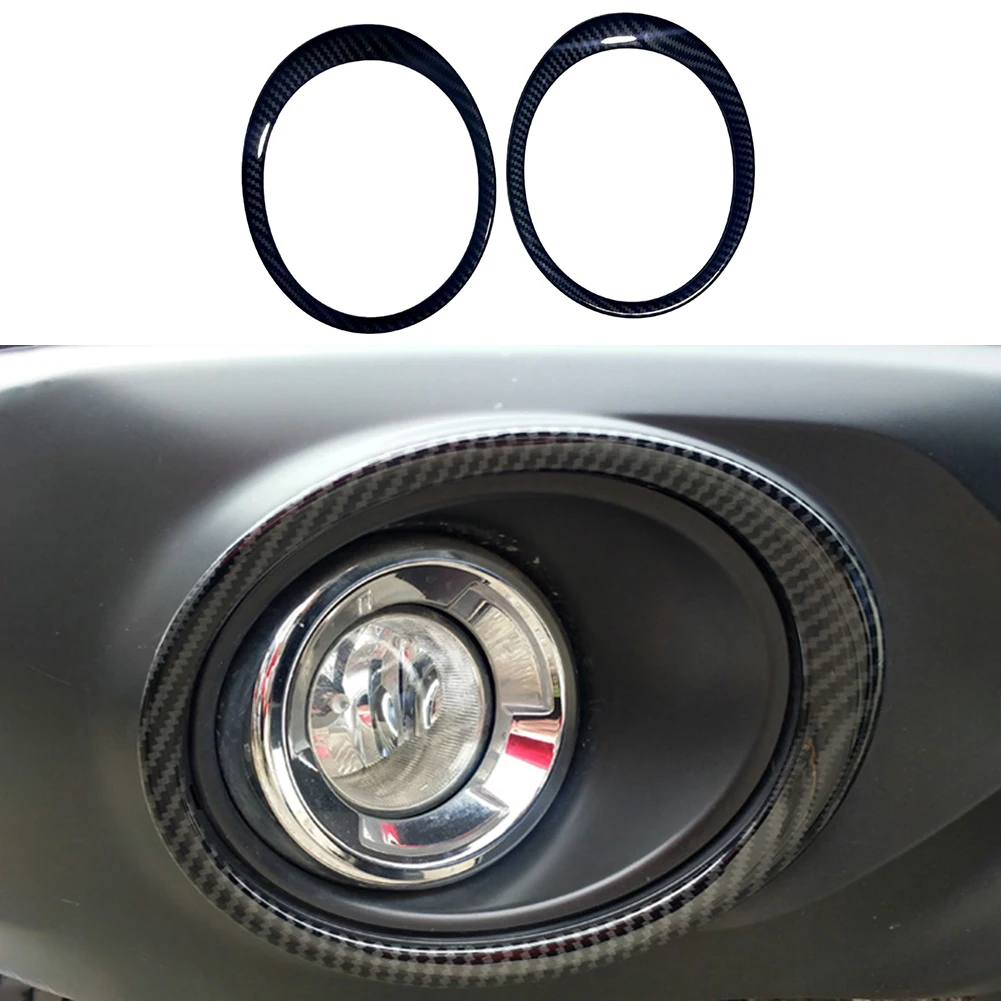 

2pcs Lamp Frame Trim Cover Garnish Decoration 2015-2017 Bezel Carbon Fiber Carbon Fiber Texture Cover Trim Fog Light Lamp