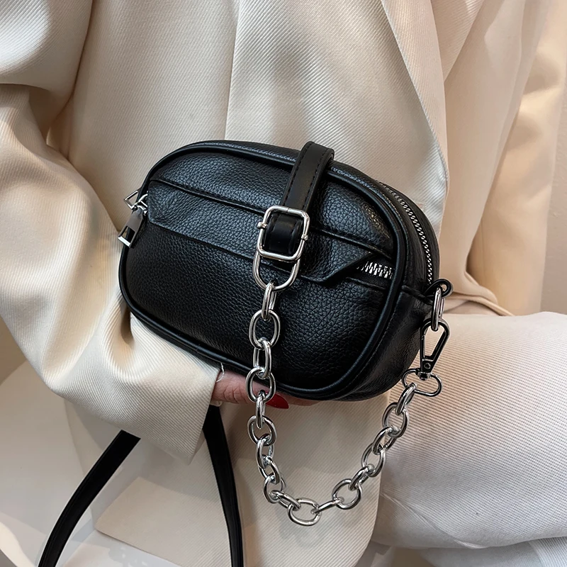 

Маленькие однотонные сумки через плечо из искусственной кожи на цепочке для женщин, трендовая модная простая Роскошная брендовая сумка на ...