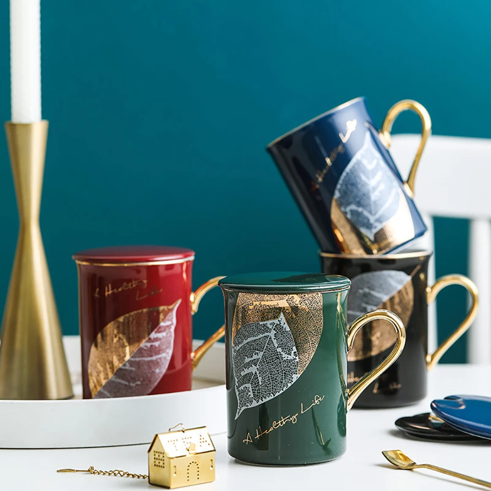 

Чашка для кофе и завтрака с узором в виде листьев, 330 мл