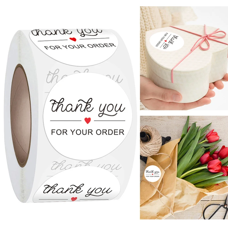 

500Pcs Stickers Roll Thank You For Your Order Sticker Gift Scrapbooking Sealing Sticker Wedding Party Favors Envelope Seal Label