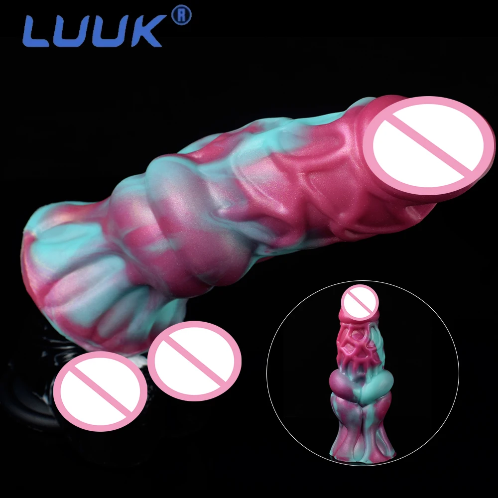LUUK Silicone Hollow Dildo Penis Sleeve Extender Men Enlargement Sex Toys Dog Knot Fantasy Realistic Ejaculation Erotic Products