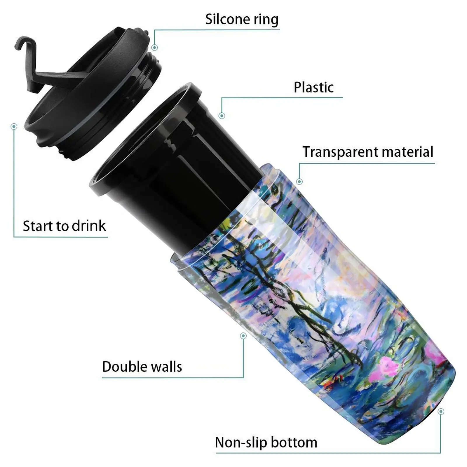 Кофейная кружка Van Gogh для выхода на воду лилии с принтом сохранение тепла