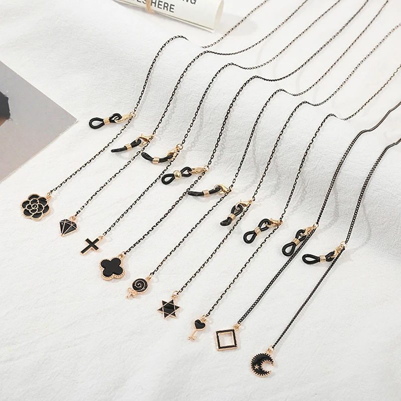 

Fashion Black Glasses Chain For Women Men Eyeglass Chains String Holder Glasses Strap Lolita Eyewear Chain Cord Lanyard Gift