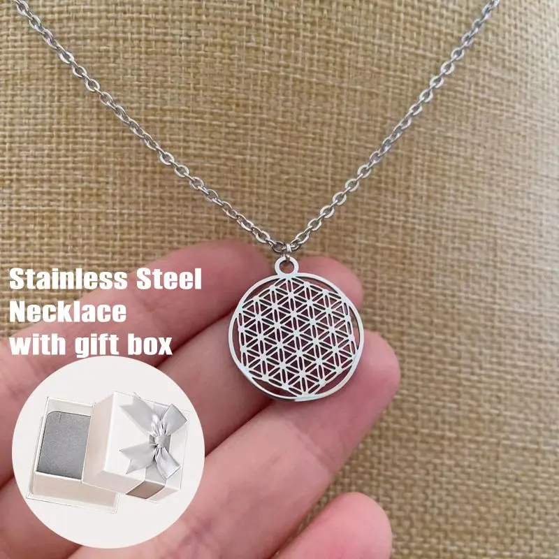 

Stainless Steel Necklaces Flower of Life Necklace Pendants Chain Choker Geometry Necklace Seed of Life Necklace Wedding Gifts