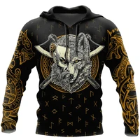 new viking warriors and wolf tattoo pattern 3d printing hoodie casual sweatshirt mens european and american style zip hoodie