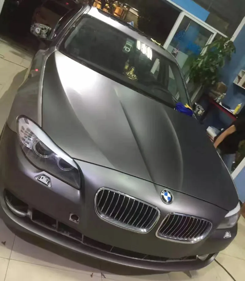 

Matte Metallic Charcoal Grey Vinyl Vehicle Car Wrap Film Sheet Roll Adhesive Air Release