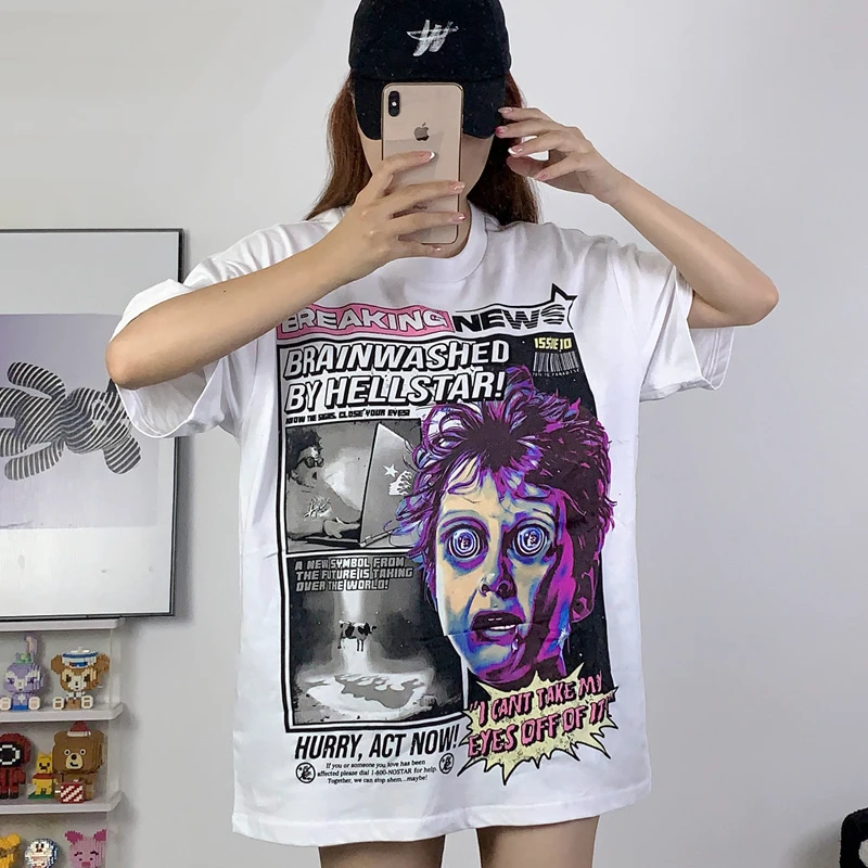 

Футболка с круглым вырезом, принтом и коротким рукавом