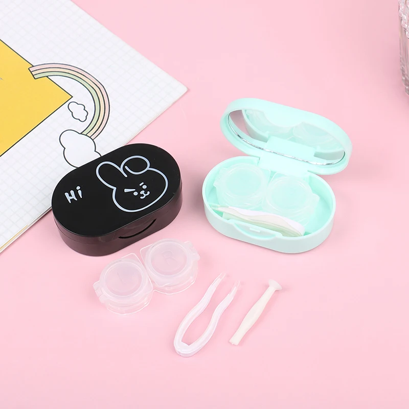 

Мультяшный чехол для контактных линз с животными, Кроликом, медведем, пластиковая жесткая коробка для контактных линз, милый Чехол для очко...