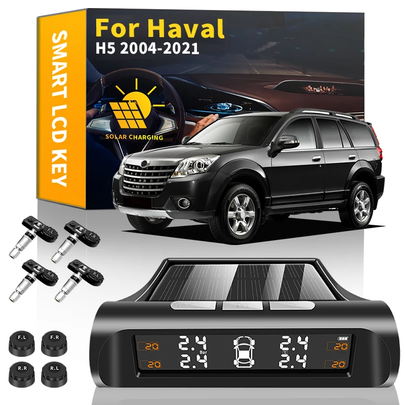 

Smart Car TPMS Tyre Pressure Monitoring System Solar Power Digital LCD Display USB Auto Security Alarm Systems For H5 2004-2021