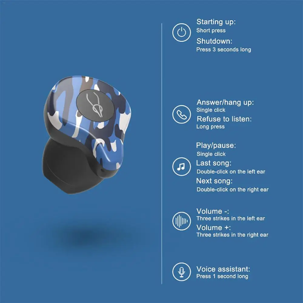 Sabbat X12 Ultra Camouflage Series True Wireless Earphone Qualcomm Bluetooth 5.0 Headset Binaural Stereo HiFi Earbuds |