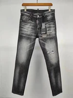 2022 new trendy brand dsquared2 mens fashion washed frayed ripped paint dot motorcycle jeans n9386