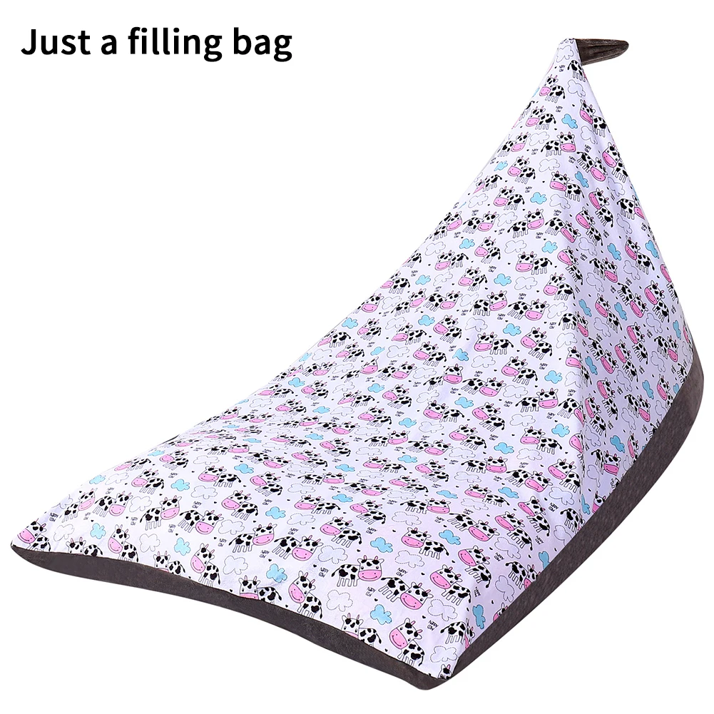 

Chair Cover Portable Plush Toys Holder Cute Printed For Stuffed Animal Triangle Storage Bean Bag Dustproof Home Large Capacity