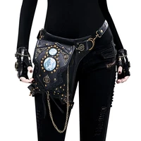 men womens fashion gothic leather shoulder crossbody messenger bags multifunctional belt bag steampunk waist leg bag handbag