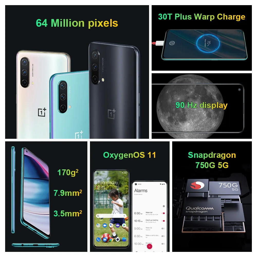 Oneplus Nord CE 5G（EU） 8GB/128GB Смартфон Snapdragon750G 64МП Камера 90Гц AMOLED дисплей 4500мАч батарея