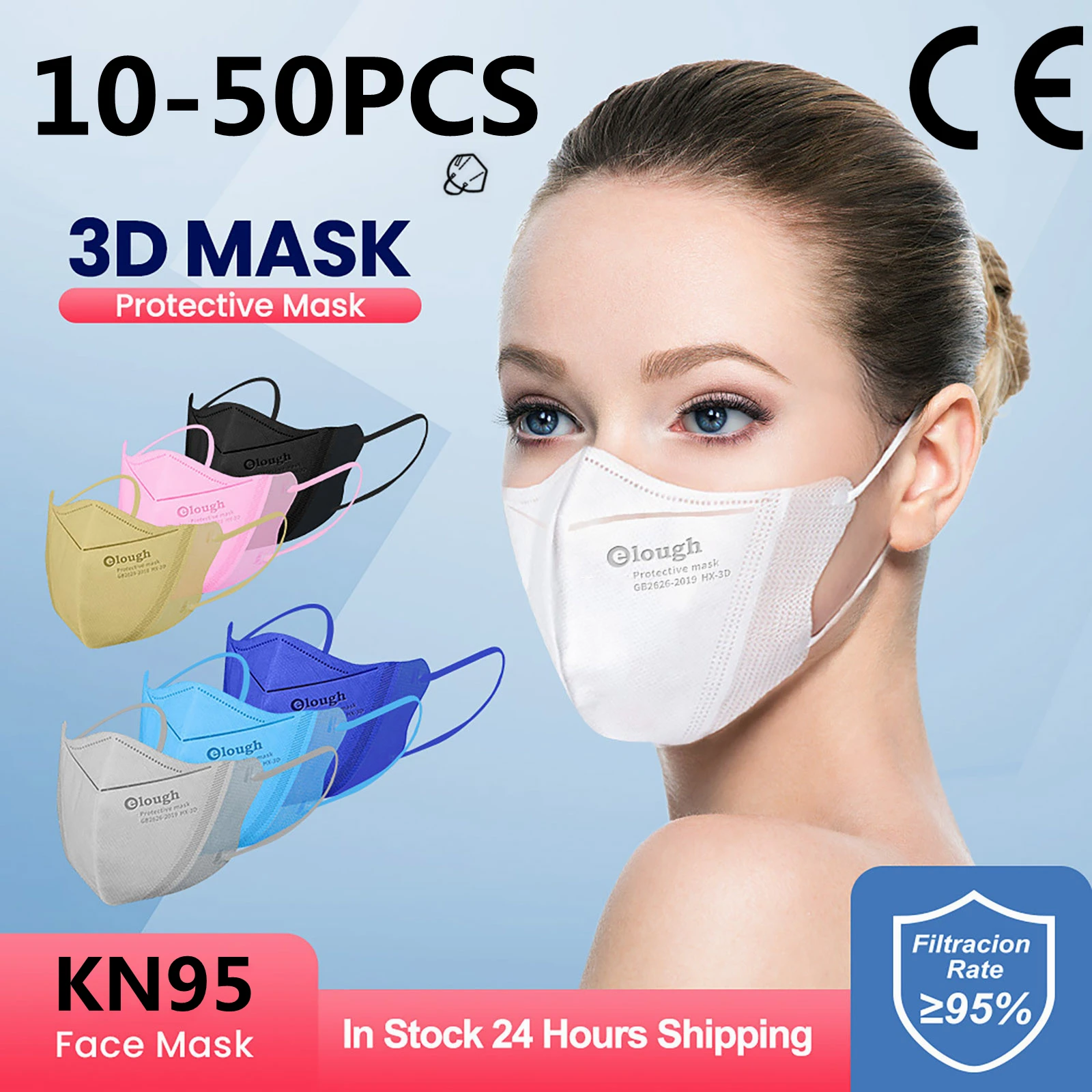 

2022 10-50 шт. маски KN95 чистый цвет FFP2 предотвращающие лицо маски CE сертифицированная эффективность фильтрации 95% маска для лица mascherina