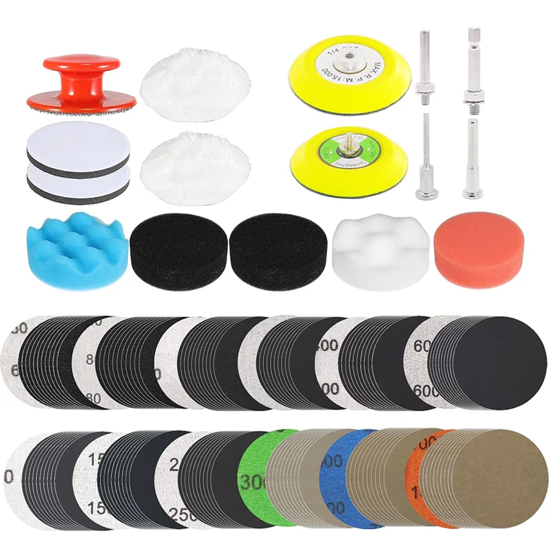 136 шт. комплект для восстановления фар, 3 дюйма, 75 мм, влажная и сухая, с крючком и петлей, полировальные подушечки для автомобиля, полировка металла, стекла, смолы