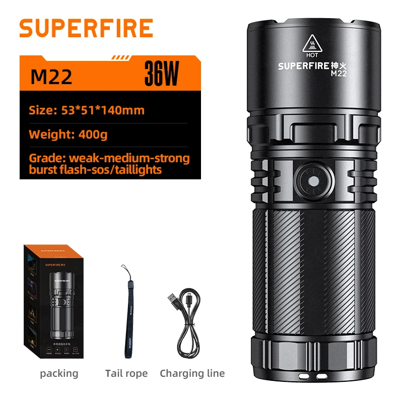 

SUPERFIRE M22 (2022) портативный мощный фонарь