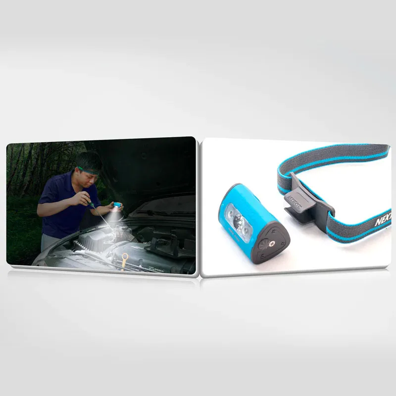 Фото Многорежимный светодиодный налобный фонарь Nextorch Trek Star, белый/красный, двойной свет, SOS в одно касание, легкий, 220 люмен, регулируемый угол 100° №3