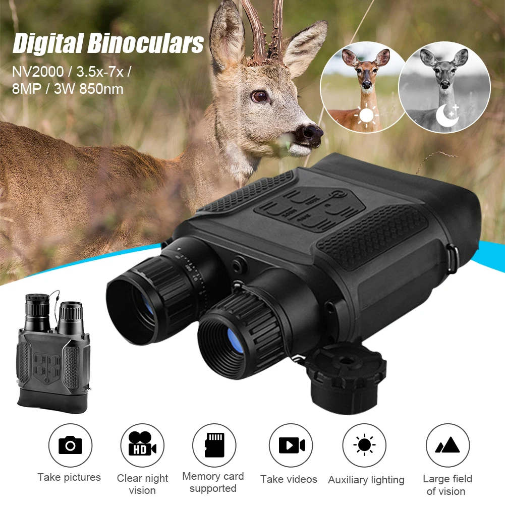 

Binoculars Night Vision Goggles with 4" LCD 2x Digital Zoom Video Photo Recorder for Bird Watching Wildlife Observation
