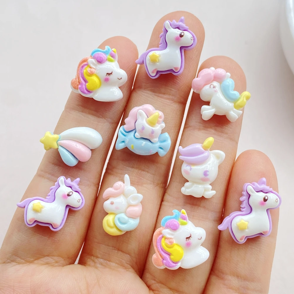 20 шт. полимерный мультяшный красочный Единорог коллекция радуги с плоской задней