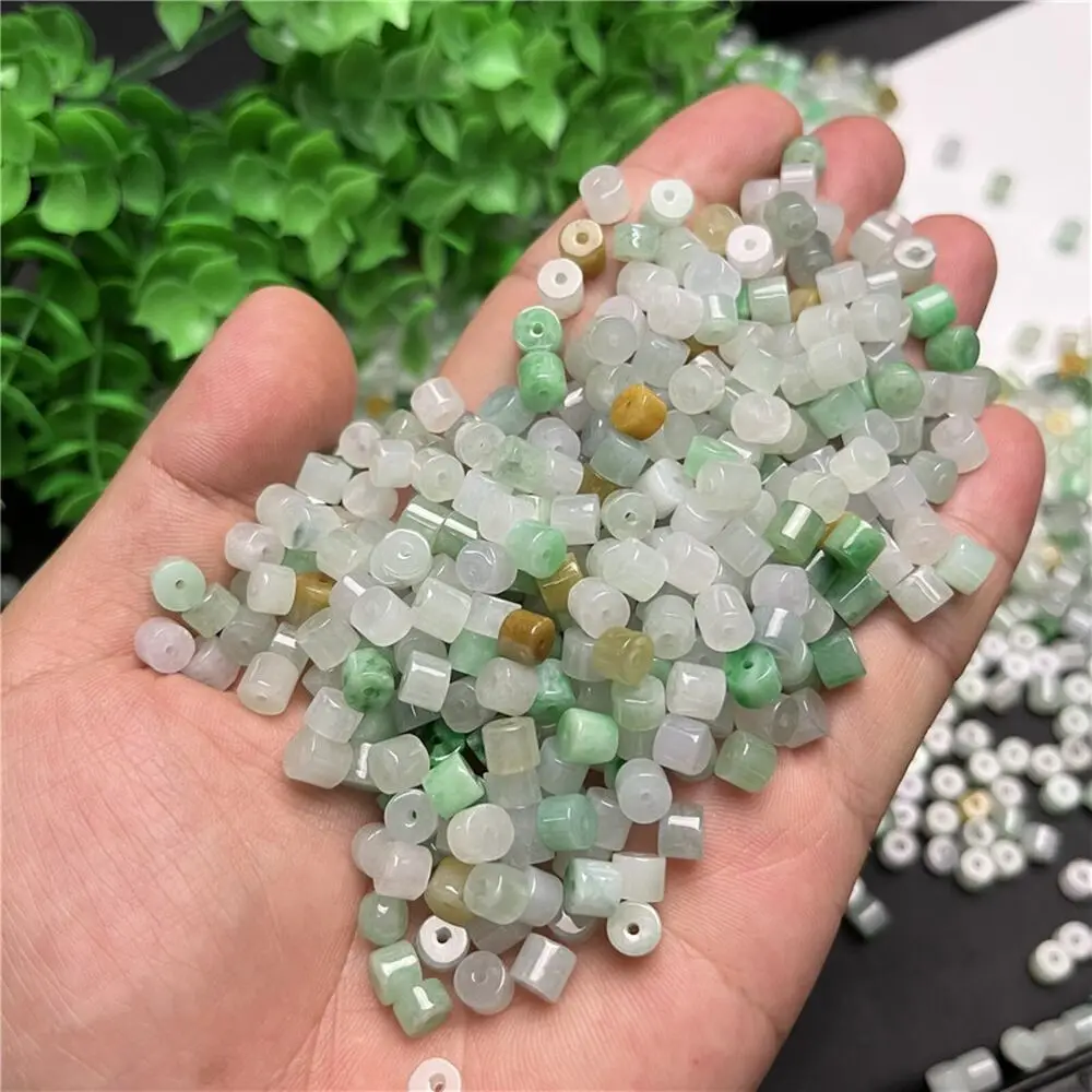 

50PCS Natural Grade A Jade Jadeite Bead Lucky DIY Woven Barrel Column Pendant